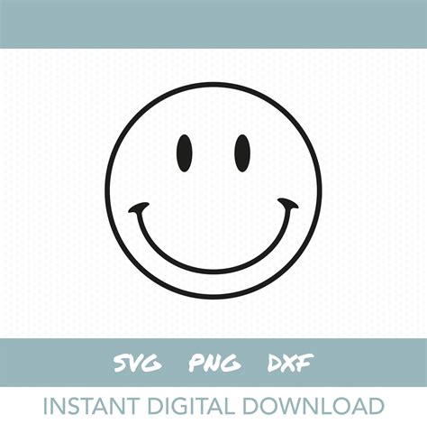 Smiley Face Svg Happy Face Outline Instant Digital Etsy