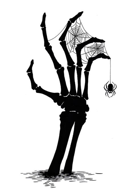 Skeleton Hand A4 Print Halloween Drawings Skeleton Hands Drawing
