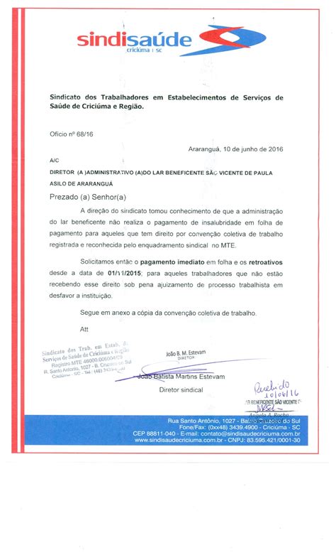 OfÍcio Encaminhado Ao Lar Beneficente SÃo Vicente De Paula Asilo De