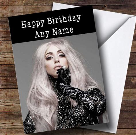 Lady Gaga Personalized Birthday Card Red Heart Print