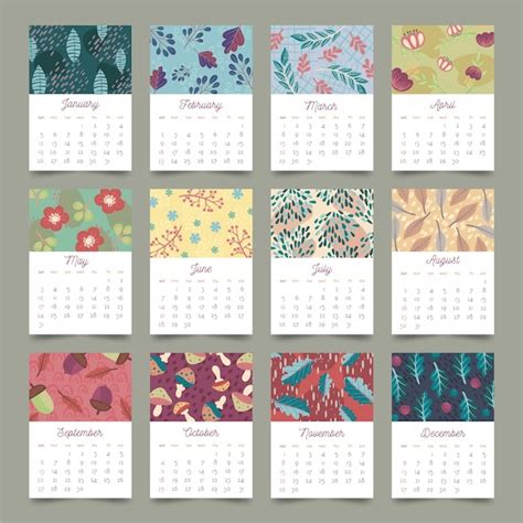 Premium Vector Floral 2020 Calendar Template