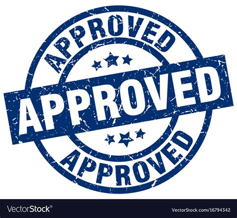 Approved Blue Round Grunge Stamp Royalty Free Vector Image