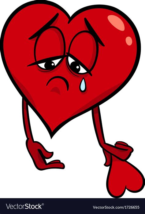 Sad Broken Heart Cartoon Royalty Free Vector Image