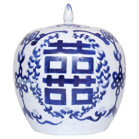 Large Asian Blue And White Ginger Jar Urn With Ornate Scenery And