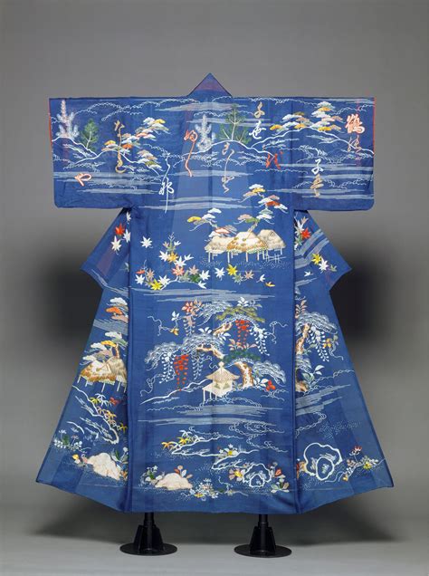 Unlined Kimono With Landscape And Poem Edo Period 16151868 Kimono