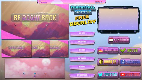 Free Twitch Overlay Template Pink Psd Files Included