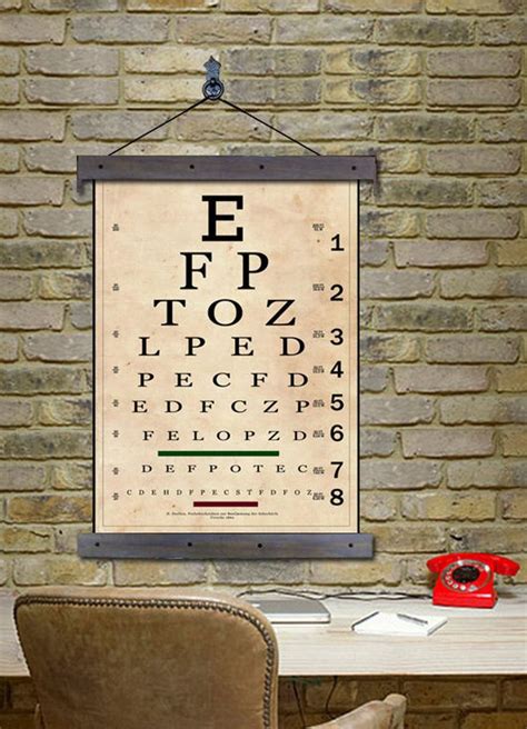 Vintage Eye Chart Snellen Eye Chart Sized At 24w X 36h Antique Eye