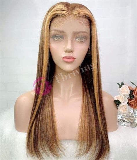 Thriving Hair Virgin Human Hair Silk Straight Glueless Highlights Hd Full Lace Wigs Tr030 Lace