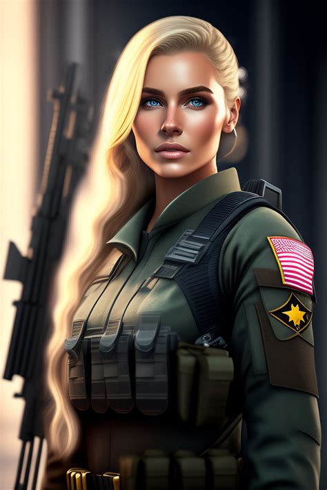 Lexica Blonde Girl Holding Assault Rifle Future Military Suit