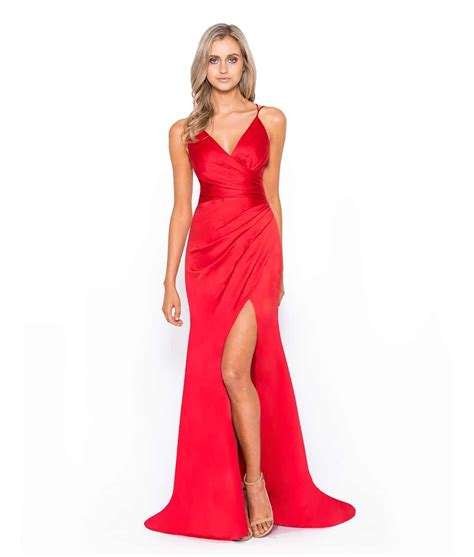 Bariano Red Silk Gown Alila Boutique
