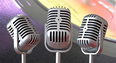 Trio Of Vintage Microphones Stock Image Image Of Messages Musical