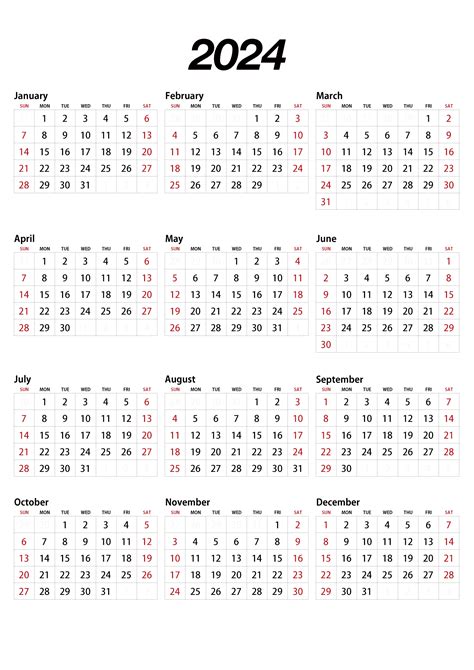 2024 Yearly Calendar Template With Us Holidays Free Printable
