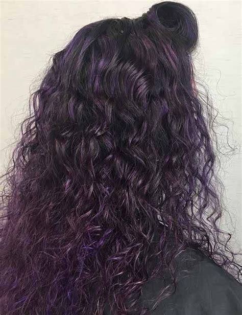 20 Pretty Purple Highlights Ideas For Dark Hair Colored Curly Hair Dark Purple Hair Dyed