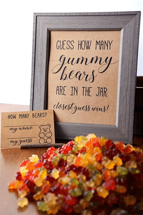 Guess How Many Gummy Bears Game Baby Shower Games Etsy Gummy