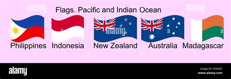 Flags Of Oceania Countries In Original Colors Philippines Indonesia