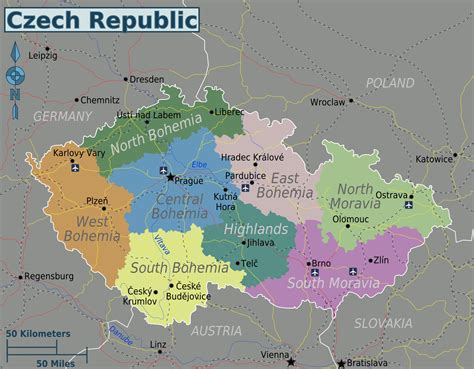 Map Of Czech Republic Regions Online Maps And Travel Information