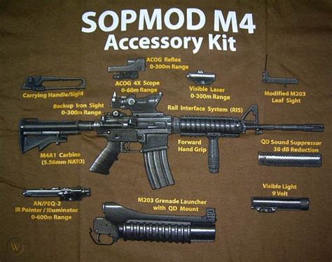 T Shirt M4 Sopmod Colt Carbine Us Army M16 Rifle In Xl 33851762