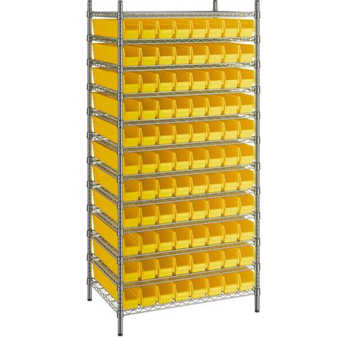 Regency 24 X 36 X 74 Wire Shelving Unit With 88 Yellow Bins