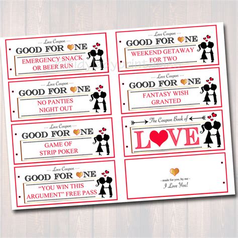 Love Coupon Book Printable Love Coupons Romantic T For Him Sexy — Tidylady Printables