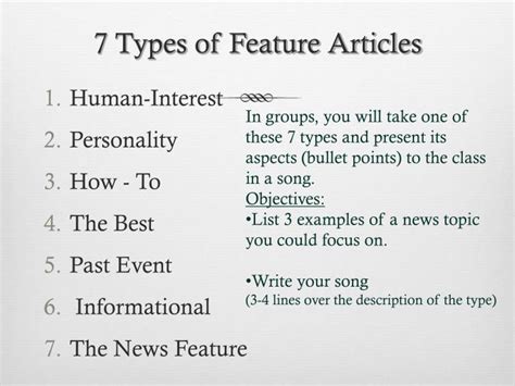 What Are The Different Types Of Feature Writing