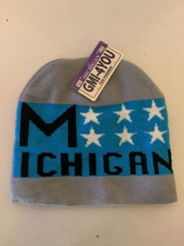 Michigan Beanie One Size Fits All Gmi 4you Graybluewhite Ebay
