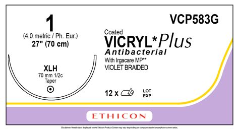 Ethicon Vcp583g Coated Vicryl Plus Antibacterial Polyglactin 910 Suture