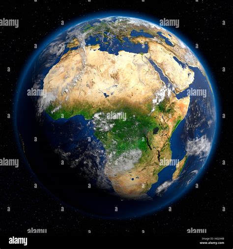 Earth Viewed From Space Showing Africa Realistic Digital Illustration