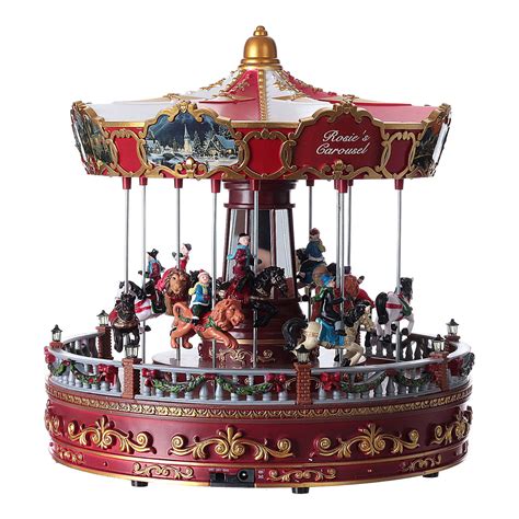 Carousel With Horses For Christmas Village 30x30x30 Cm Online Sales