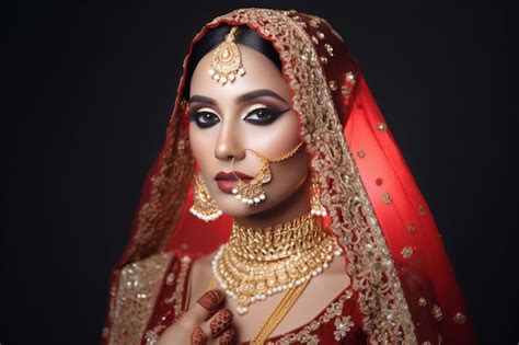 Premium Ai Image Indian Bride Girl Asian Dress Generate Ai