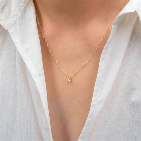 Prong Necklace Diamond Necklace Diamond Solitaire Necklace Floating