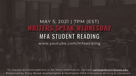 Writers Speak Wednesday Mfa Student Reading Youtube