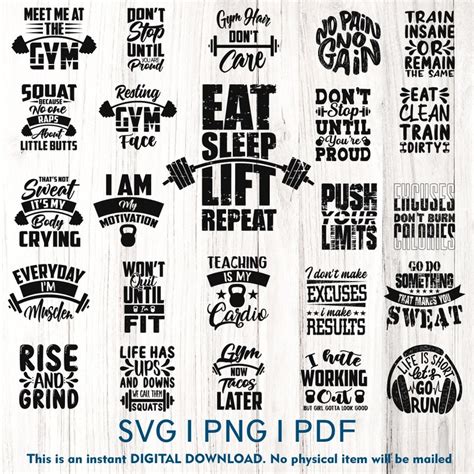 24 Workout Svg Bundle Gym Svg Bundle Fitness Svg Exercise Etsy