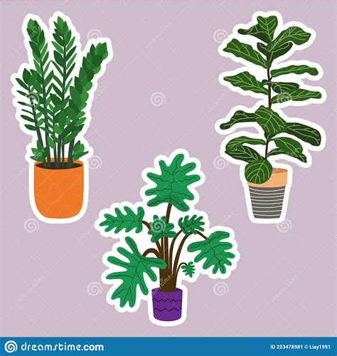 Set Of Potted House Plants Vector Sketch 131838840