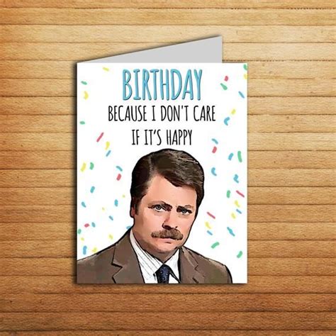 Ron Swanson Birthday Card Funny Parks And Rec T Inspired Popular Tv Show Parks And Recreati