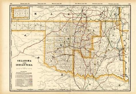 Oklahoma And Indian Ters Railroad Map Par George F Cram 1899