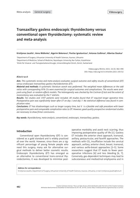 Pdf Transaxillary Gasless Endoscopic Thyroidectomy Versus