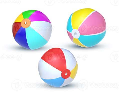3d rendering set of beach balls with different colors 24958392 png