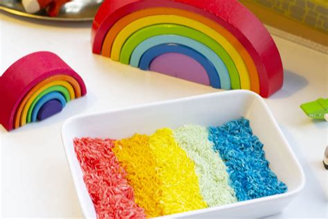 how to make coloured rice for sensory play we made this life