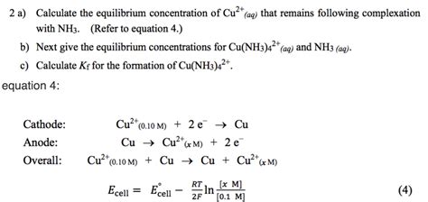 Solved Calculate The Equilibrium Concentration Of Cu Aq Chegg Hot