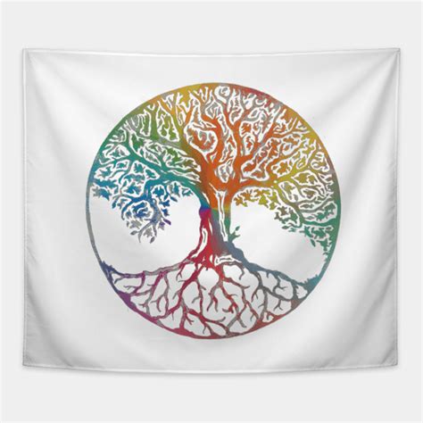 Multi Color Tree Of Life Sacred Geometry Tapestry Teepublic