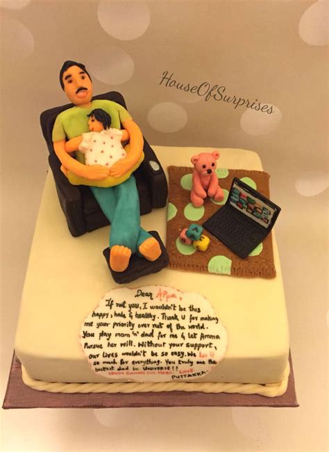 Touch device users, explore by touch or with swipe gestures. Daddy with baby on chair birthday cake . | Brithday cake ...