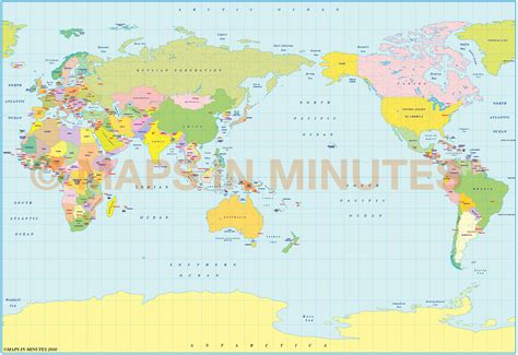 Vector World Political Map In The Bsam Projection Japan Centric In