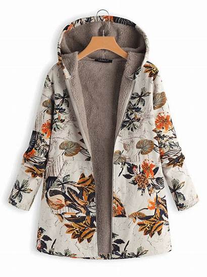 Sleeve Coat Floral Clothes Hooded Down Coats