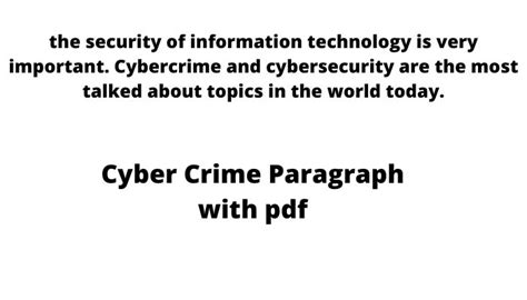 Cyber Crime Paragraph With Pdf Paragraph On Cyber Crime