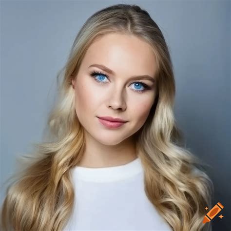 Portrait Of A Young Blonde Woman With Blue Eyes On Craiyon