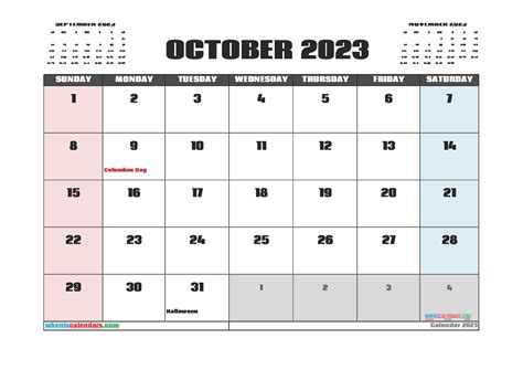 Printable October 2023 Calendar Free 12 Templates