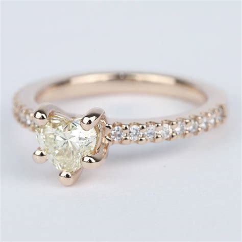 Any sylvie ring you choose can be made as a rose gold ring. Heart Diamond Engagement Ring with Rose Gold Scallop Pave