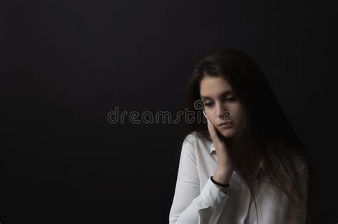Studio Portrait Of Sad Girl Stock Photo Image Of Beauty Caucasian