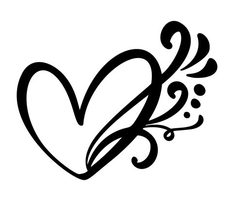 Vintage Calligraphic Love Heart Sign 375779 Vector Art At Vecteezy