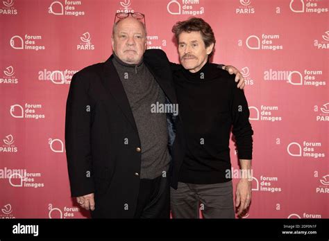 paul schrader and willem dafoe pose during a photocall at forum des halles on january 8 2020 in